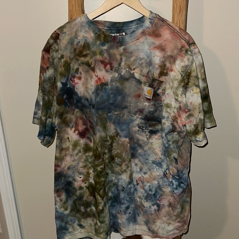 Carhartt Tie-Dye Short Sleeve Pocket Tee in Blue, Green, Pink